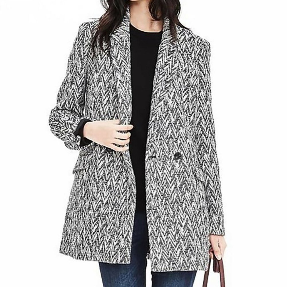 BANANA REPUBLIC S Black White Chevron Jacket